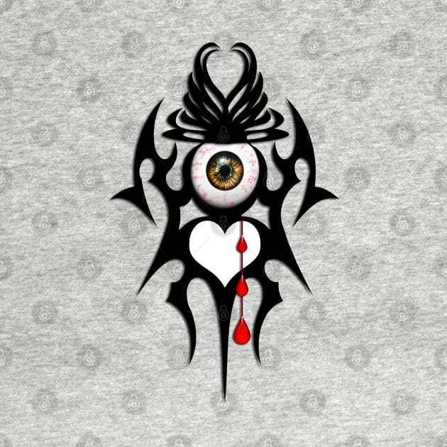 brown bloodshot eyeball tribal symbol by AmandaRain